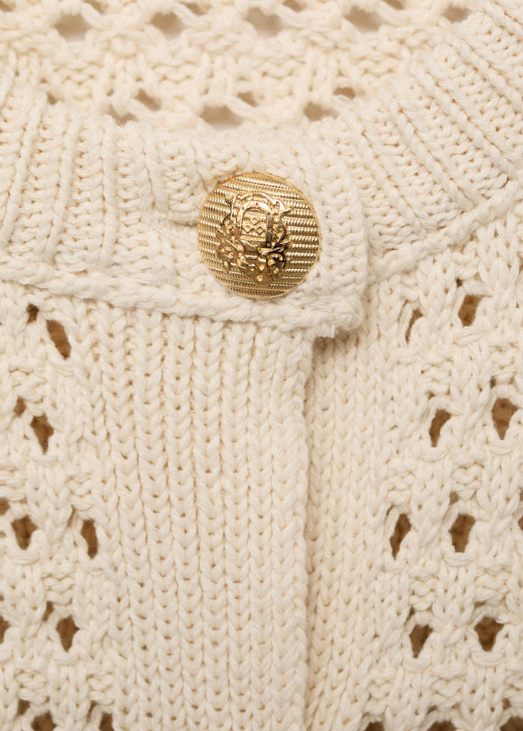 Striped openwork knitted cardigan — Navy
