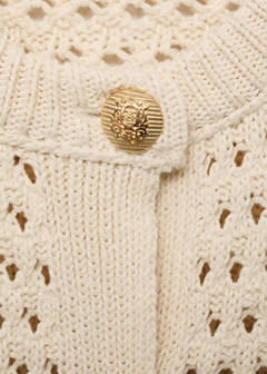 Striped openwork knitted cardigan — Navy 7