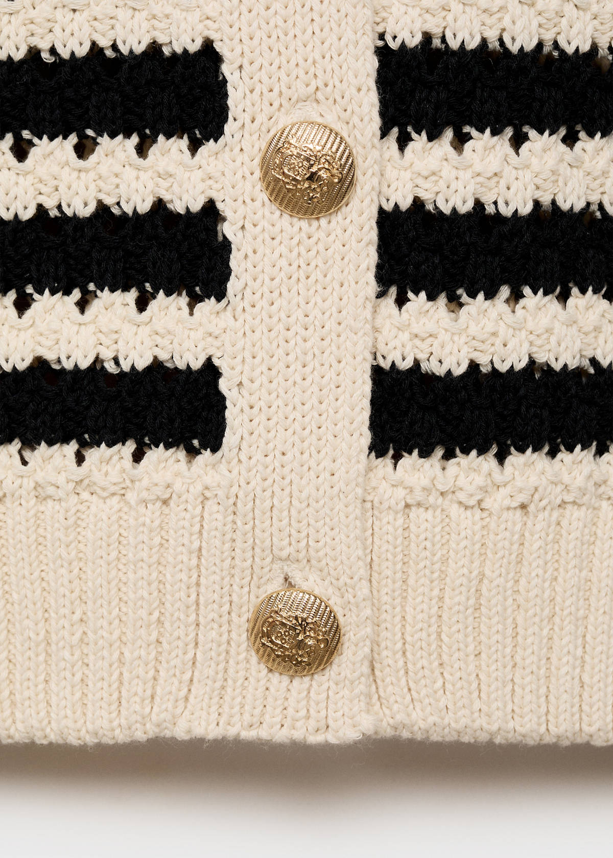 Striped openwork knitted cardigan — Navy