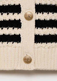 Striped openwork knitted cardigan — Navy 8