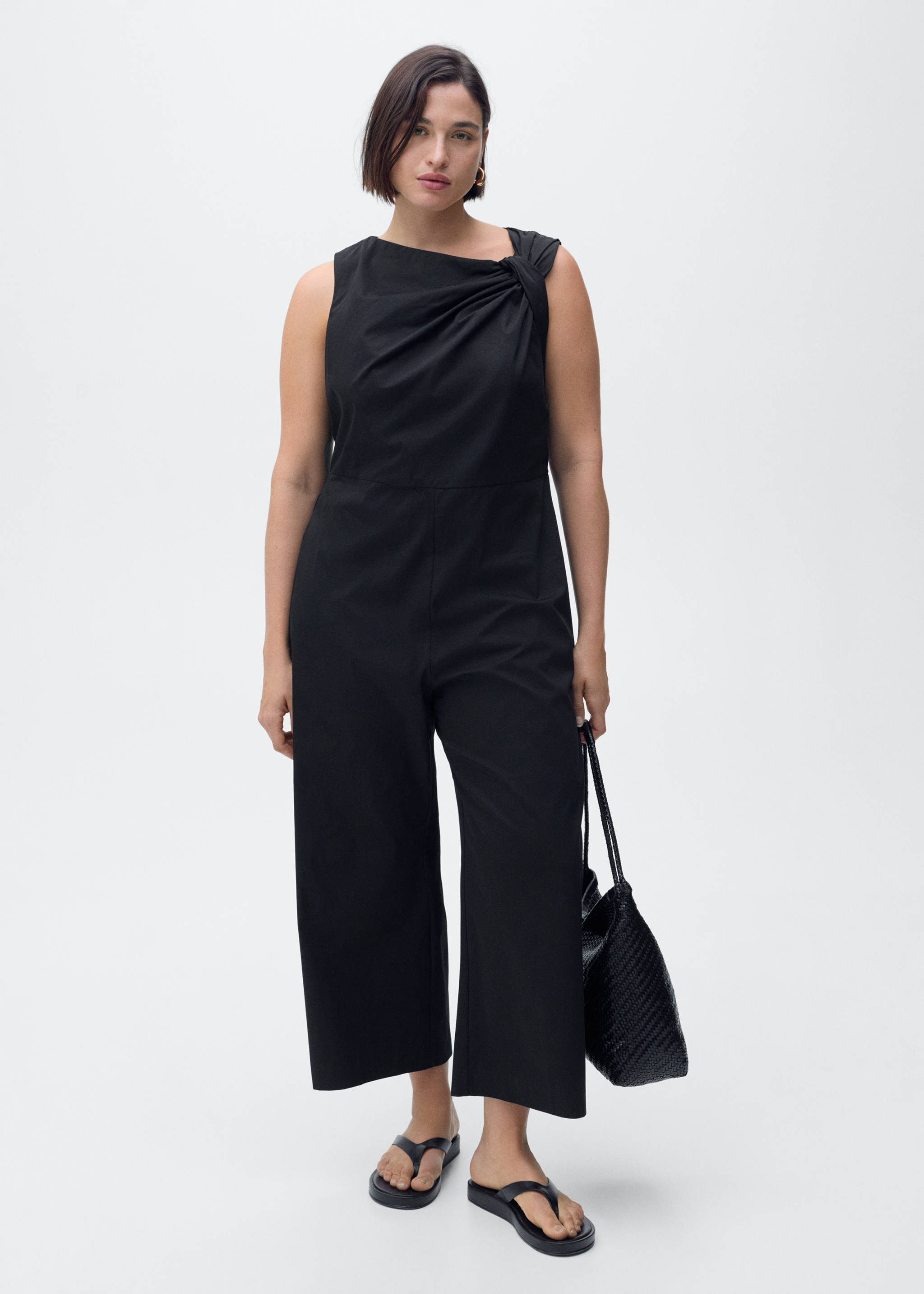 Lange culotte-jumpsuit met gedrapeerde hals - Detail van het artikel 3