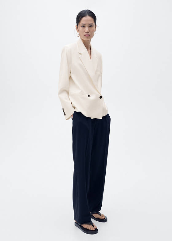Kontrast kruvaze blazer ceket