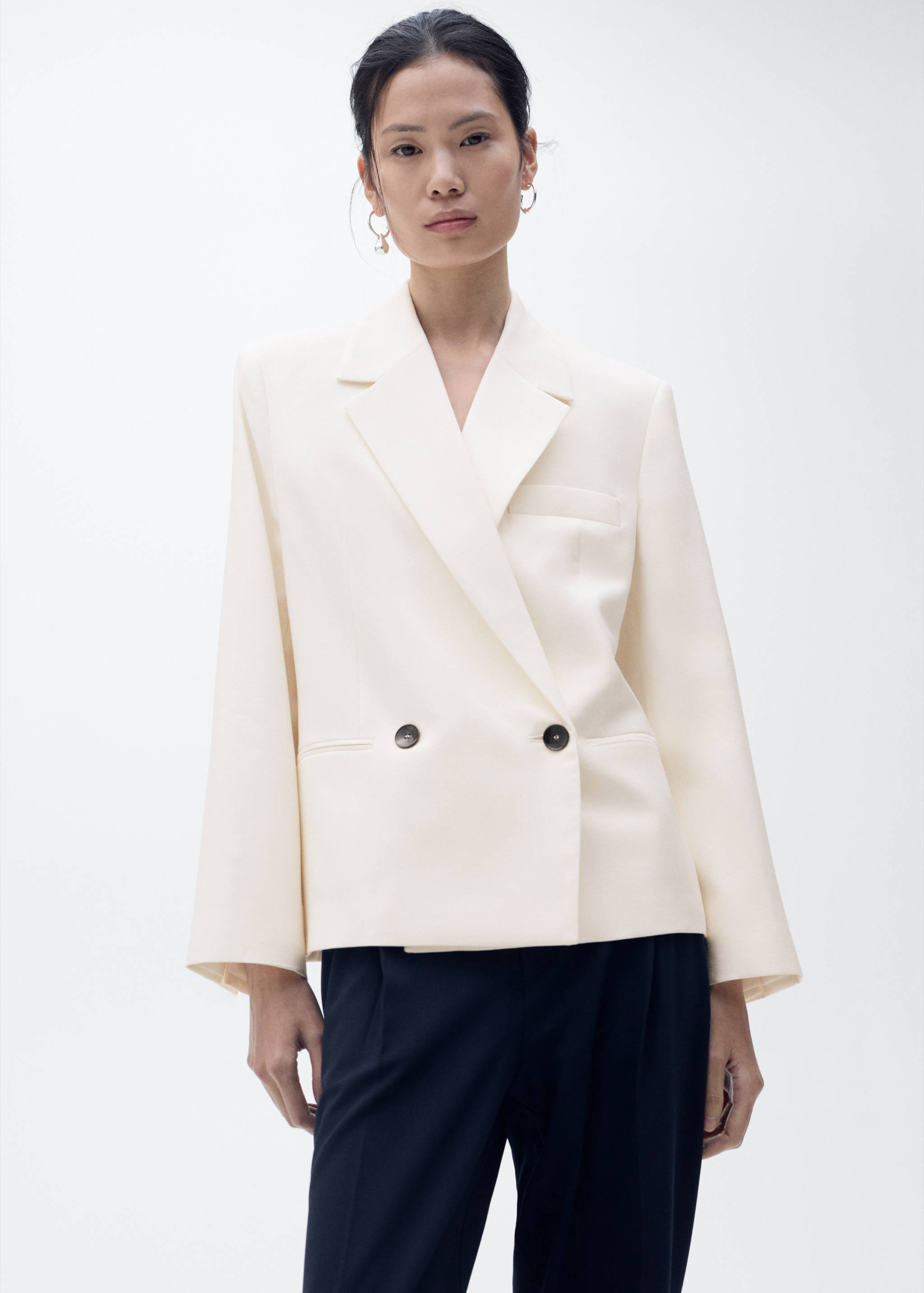 Contrasting double-breasted blazer - Medium plane