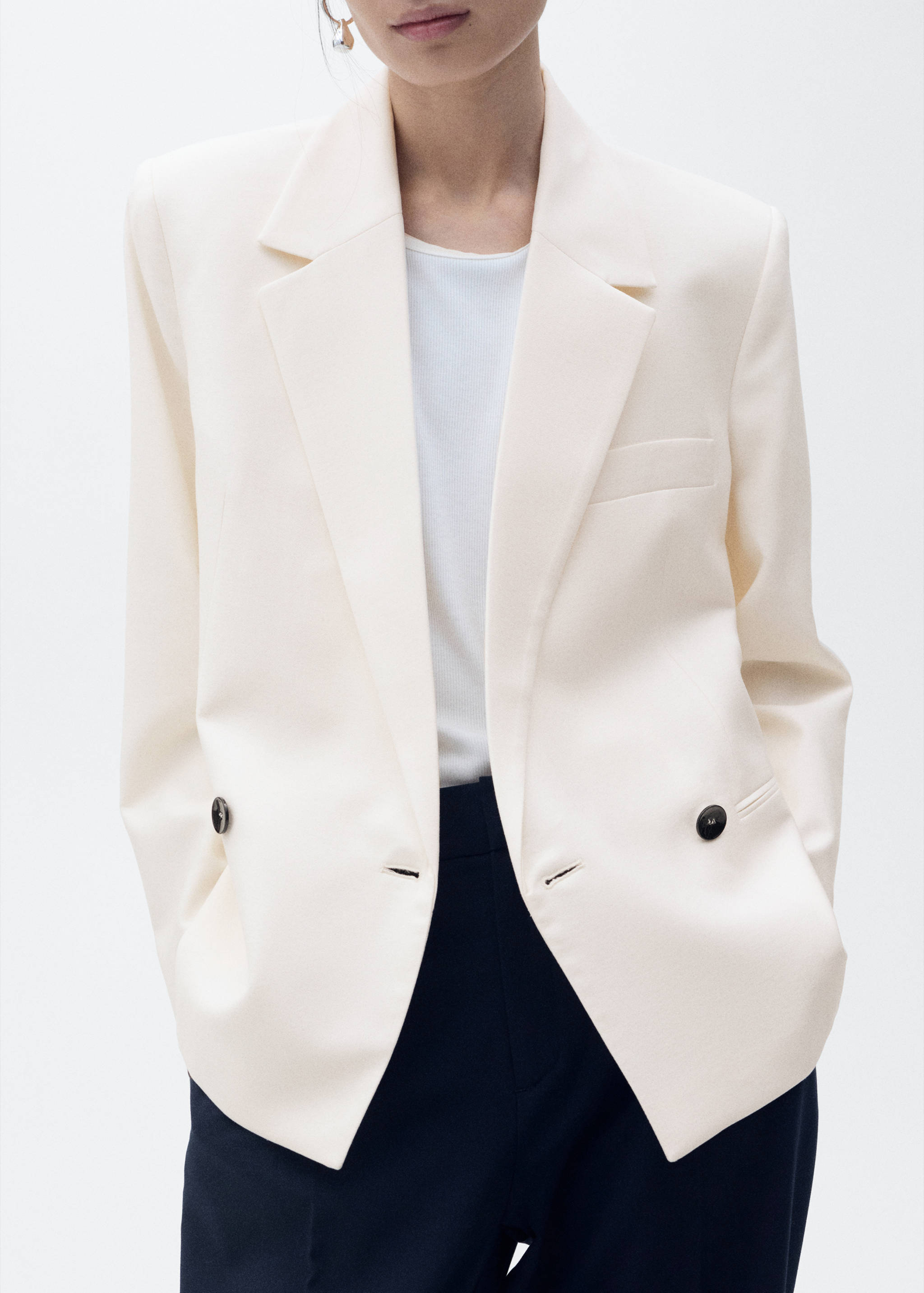 Contrasting double-breasted blazer - Details of the article 6