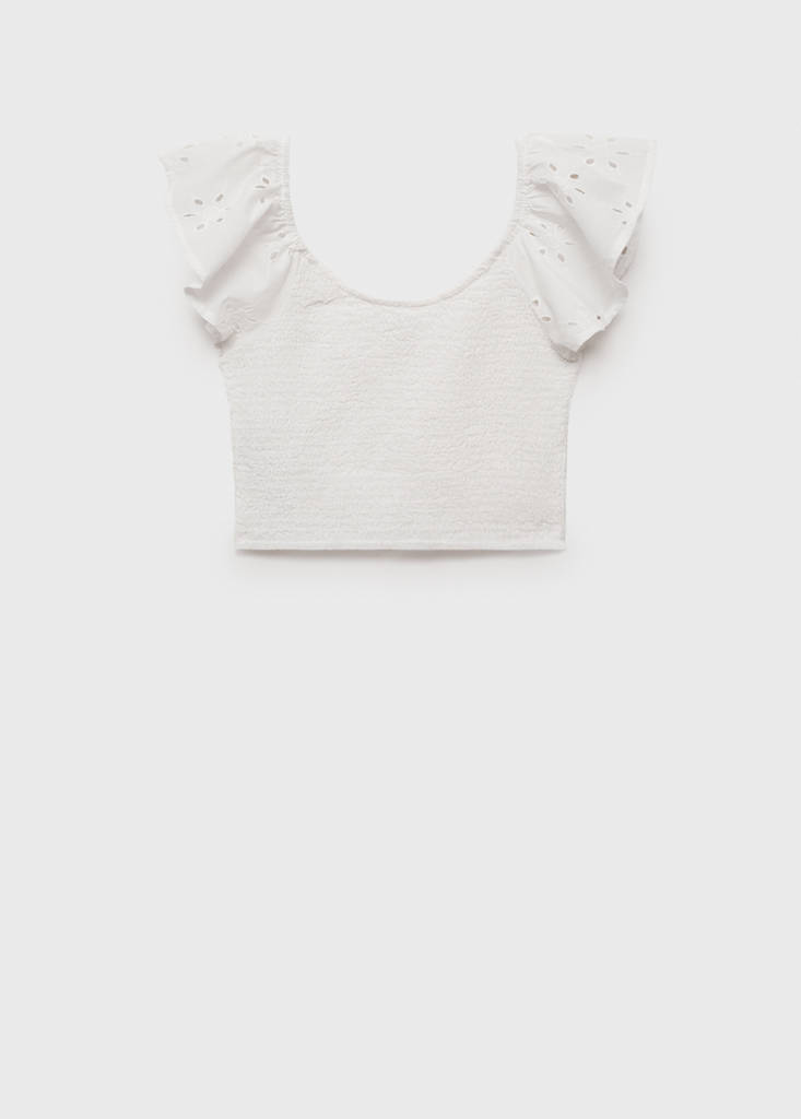 Ruffles embroidered top — Off White