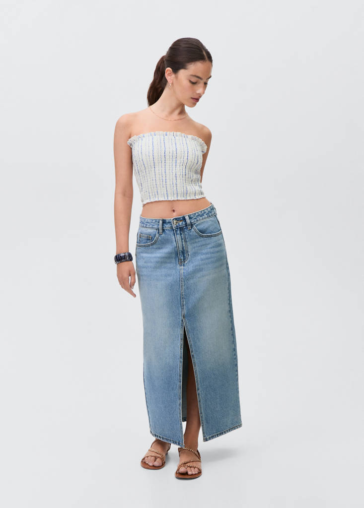 Striped strapless top — Off White