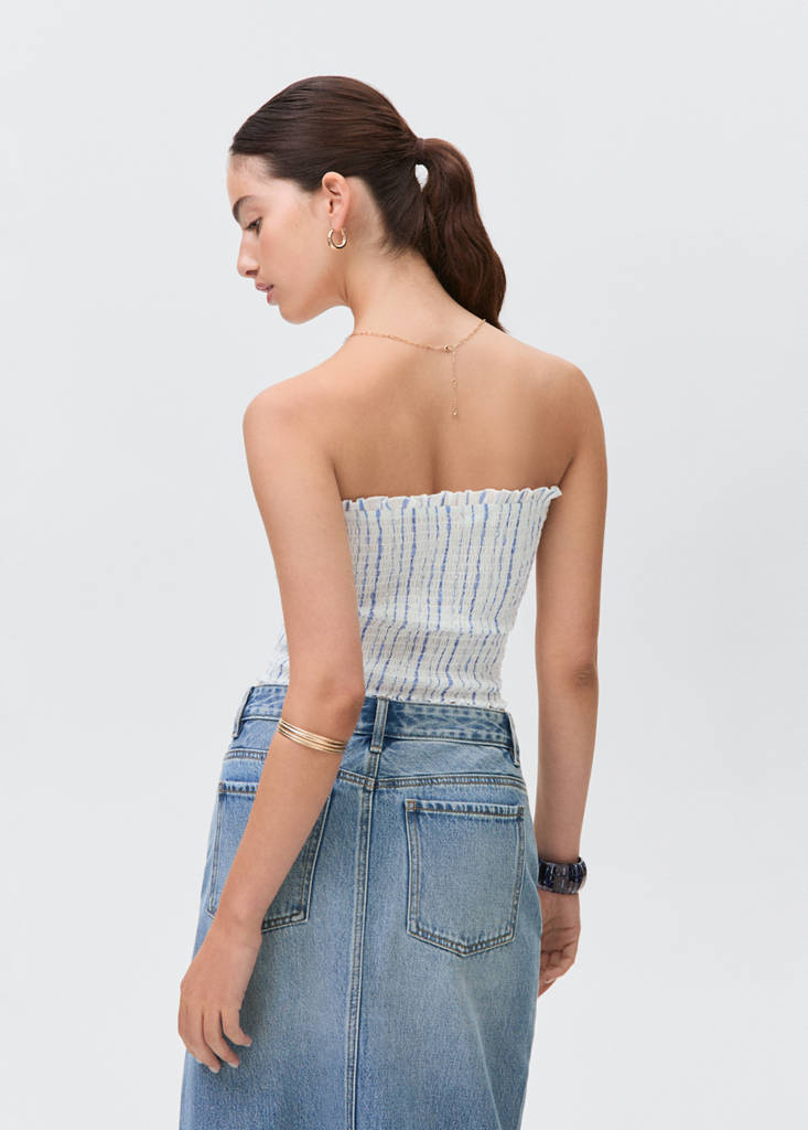 Striped strapless top — Off White