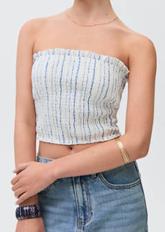 Striped strapless top — Off White 4
