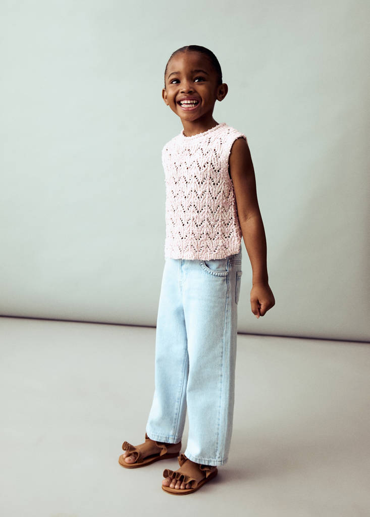 Openwork knit top — Pastel Pink