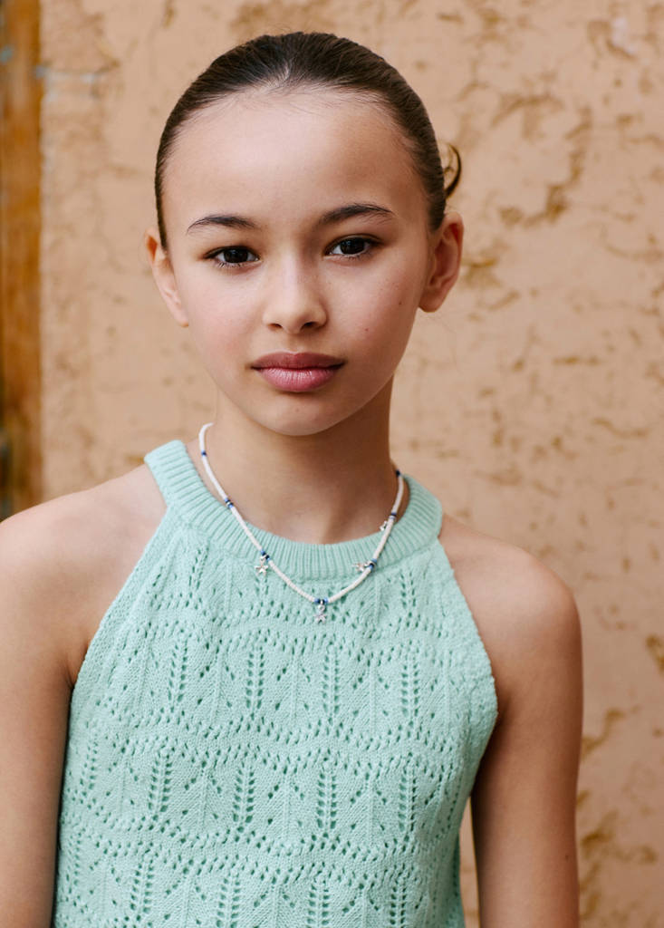 Openwork knit top — Aqua Green
