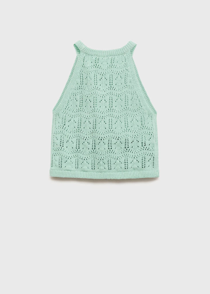 Openwork knit top — Aqua Green