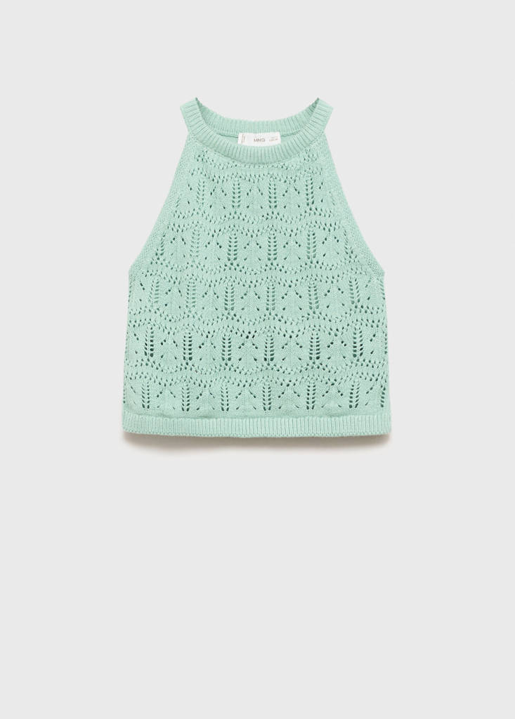 Openwork knit top — Aqua Green