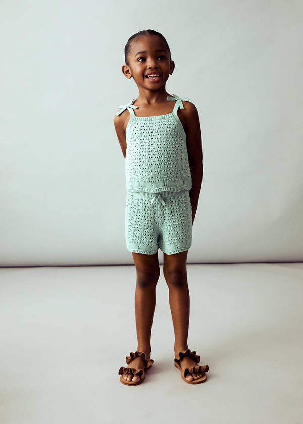 Crochet top with straps — Aqua Green