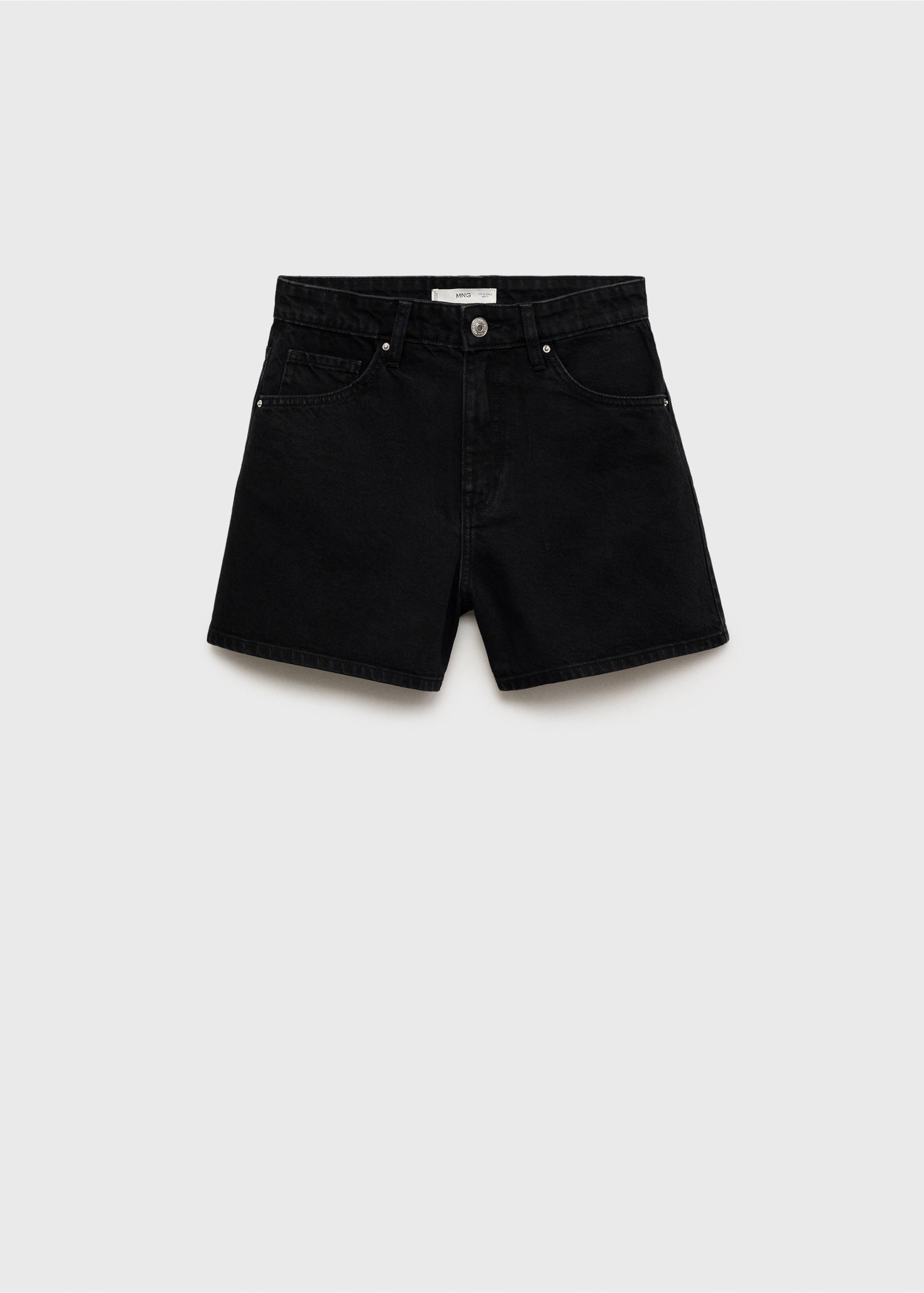 High-waisted straight-fit denim shorts - Article without model, Black denim. Ref: 87037703-00.