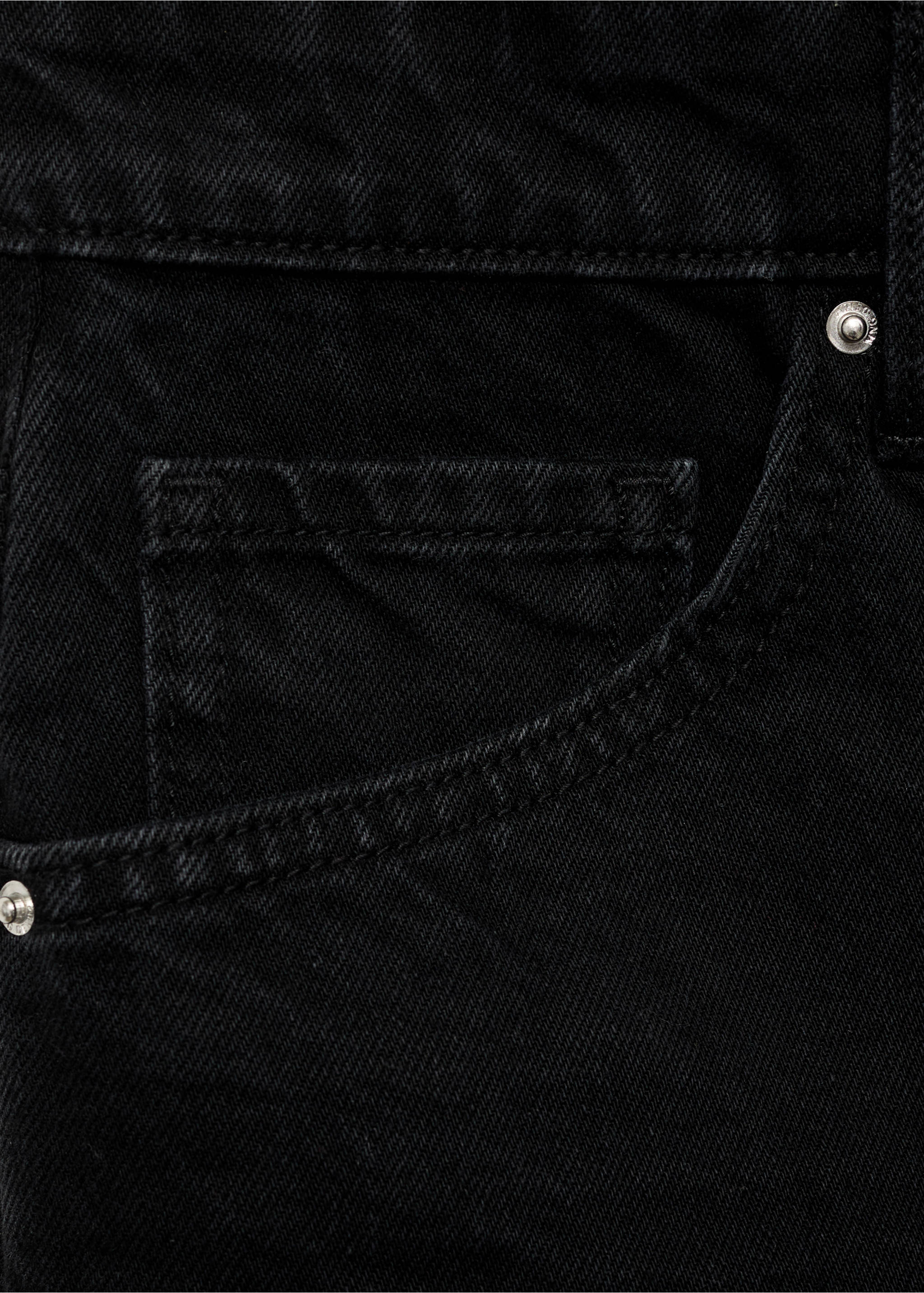 High-waisted straight-fit denim shorts - Details of the article 0, Black denim. Ref: 87037703-00.