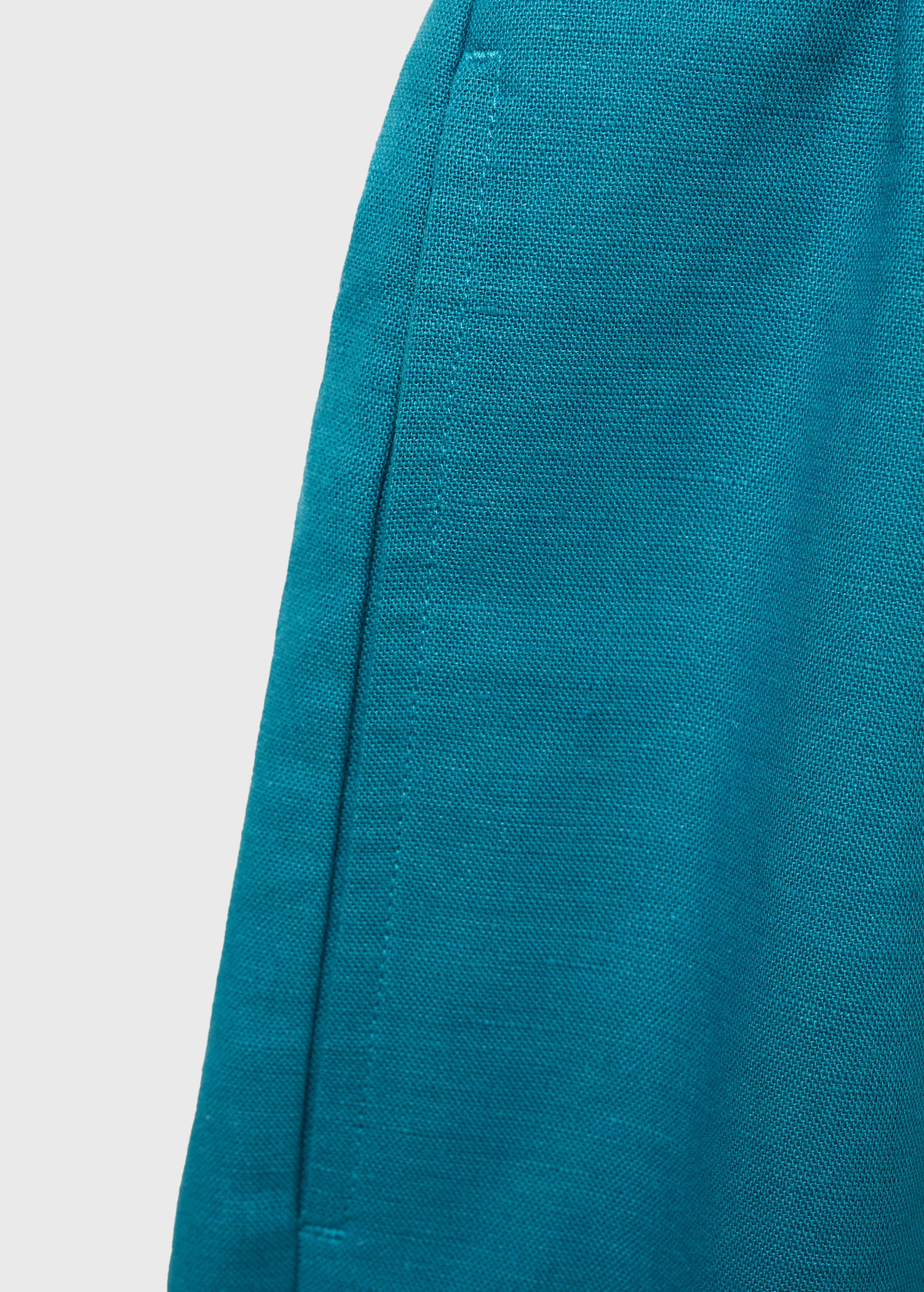 亚麻混纺抽绳百慕大短裤 - null