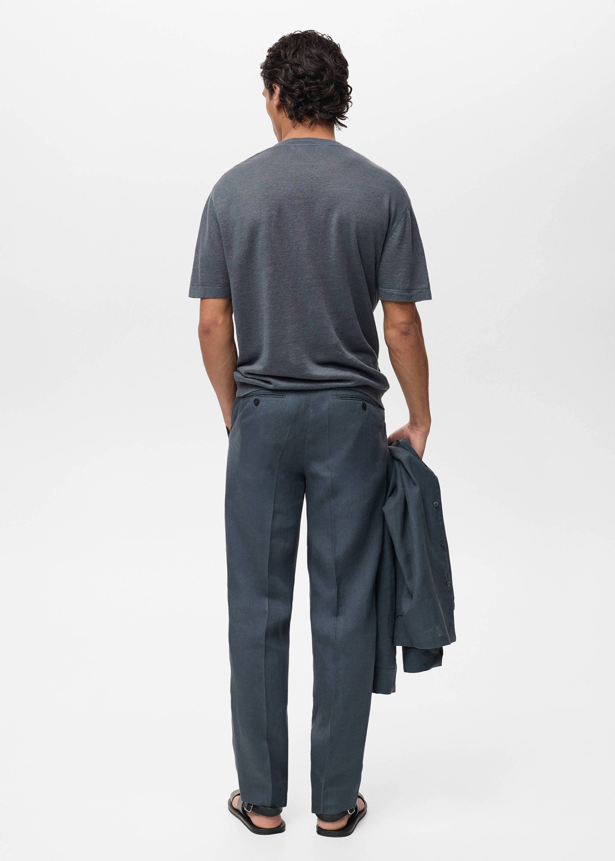 100% linen t-shirt with ribbed trim - Reverse of the article