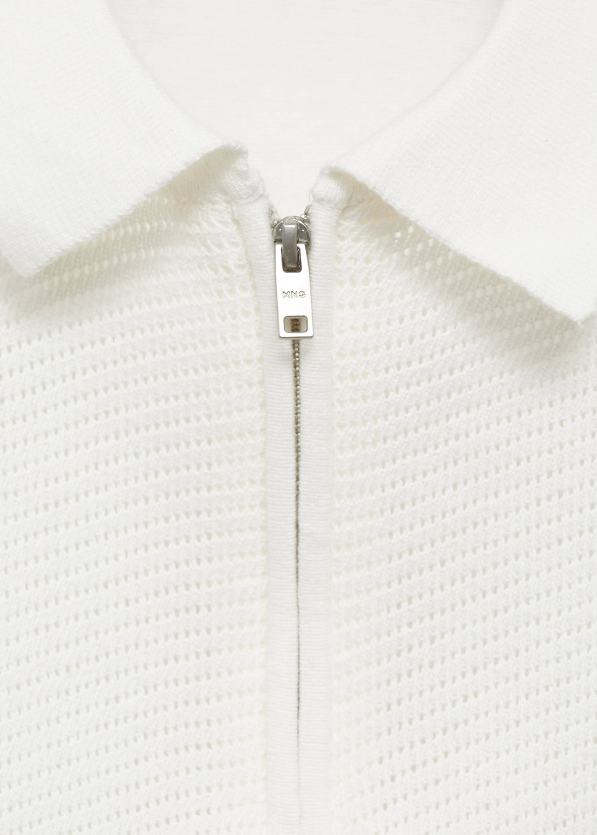 Openwork knitted polo shirt with zip - Details of the article 8