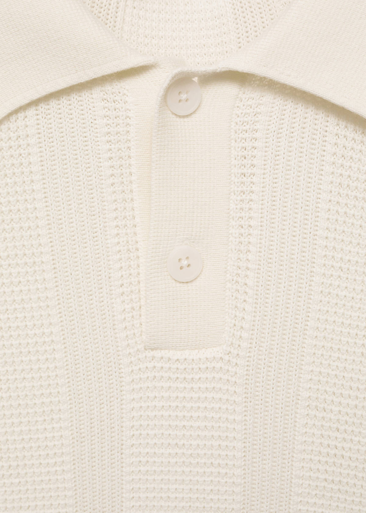 Striped openwork knitte polo shirt — Ecru