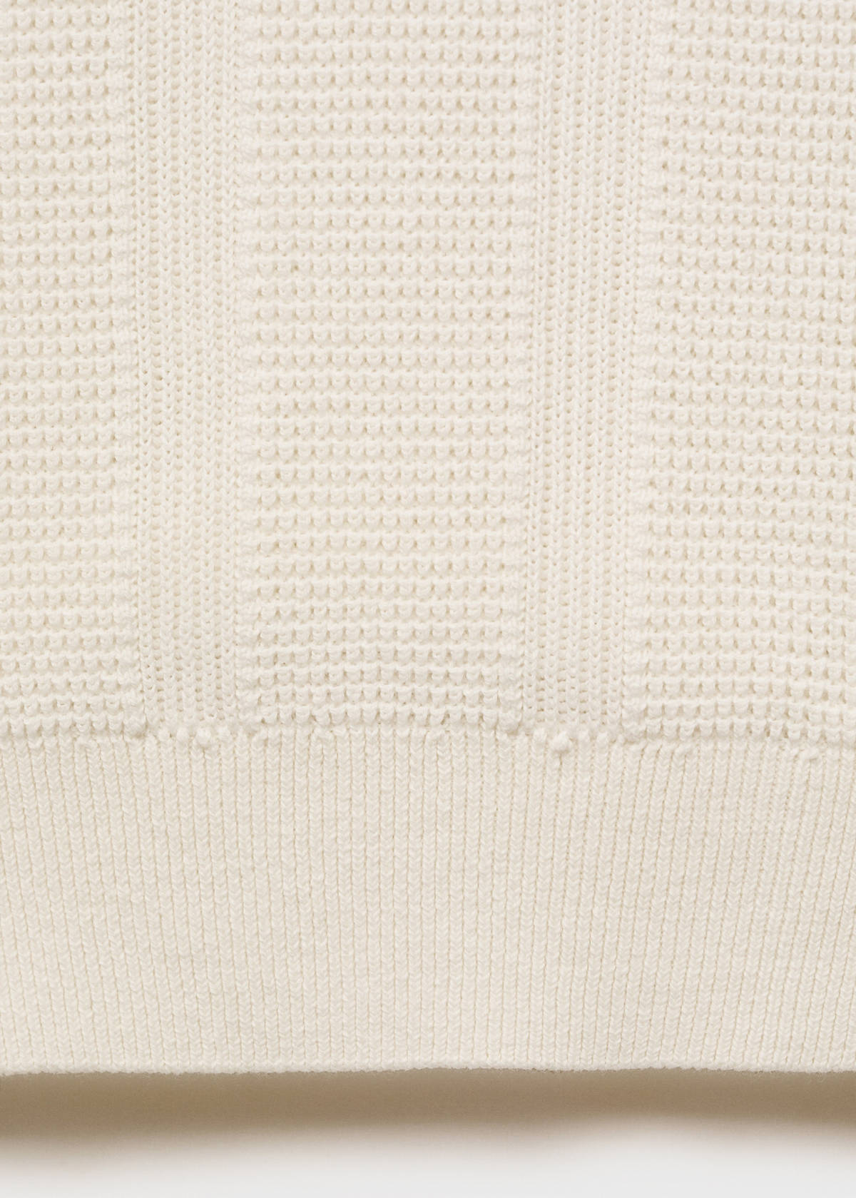Striped openwork knitte polo shirt — Ecru