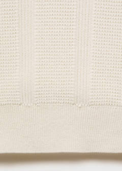 Striped openwork knitte polo shirt — Ecru 9