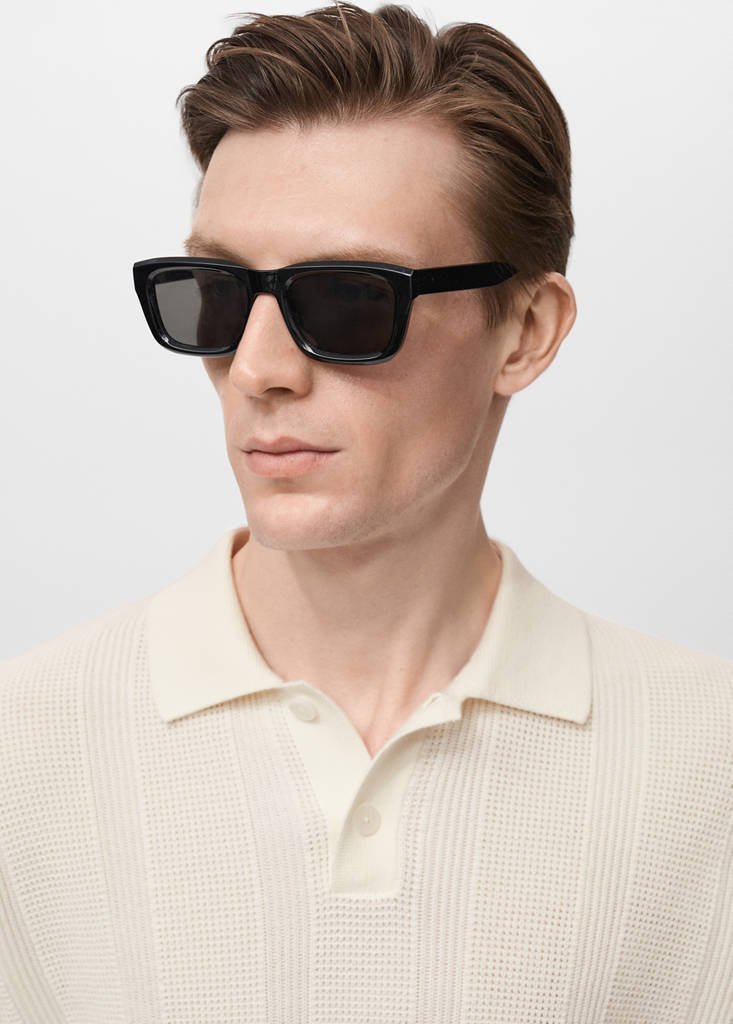 Striped openwork knitte polo shirt — Ecru