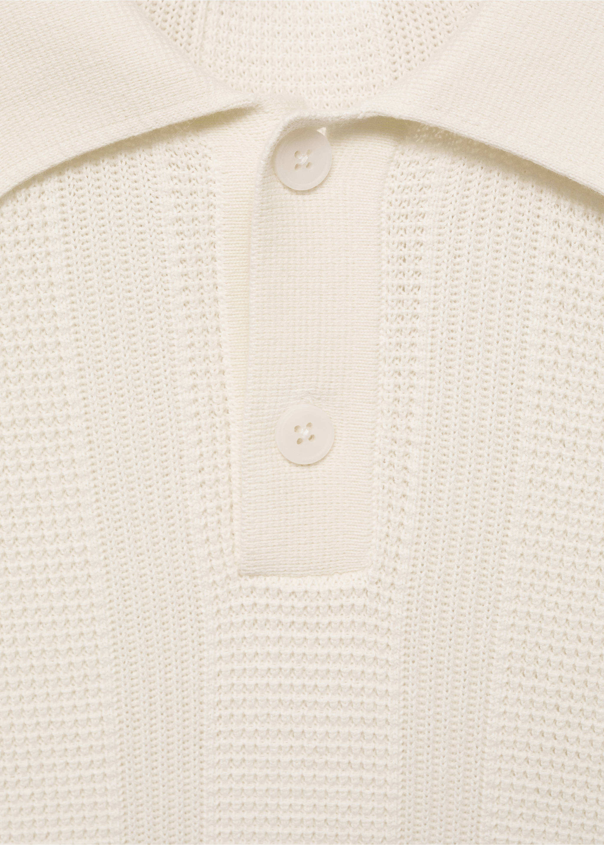Striped knitted polo shirt with lace accents - Details of the article 8, Ecru. Ref: 87037900-01.