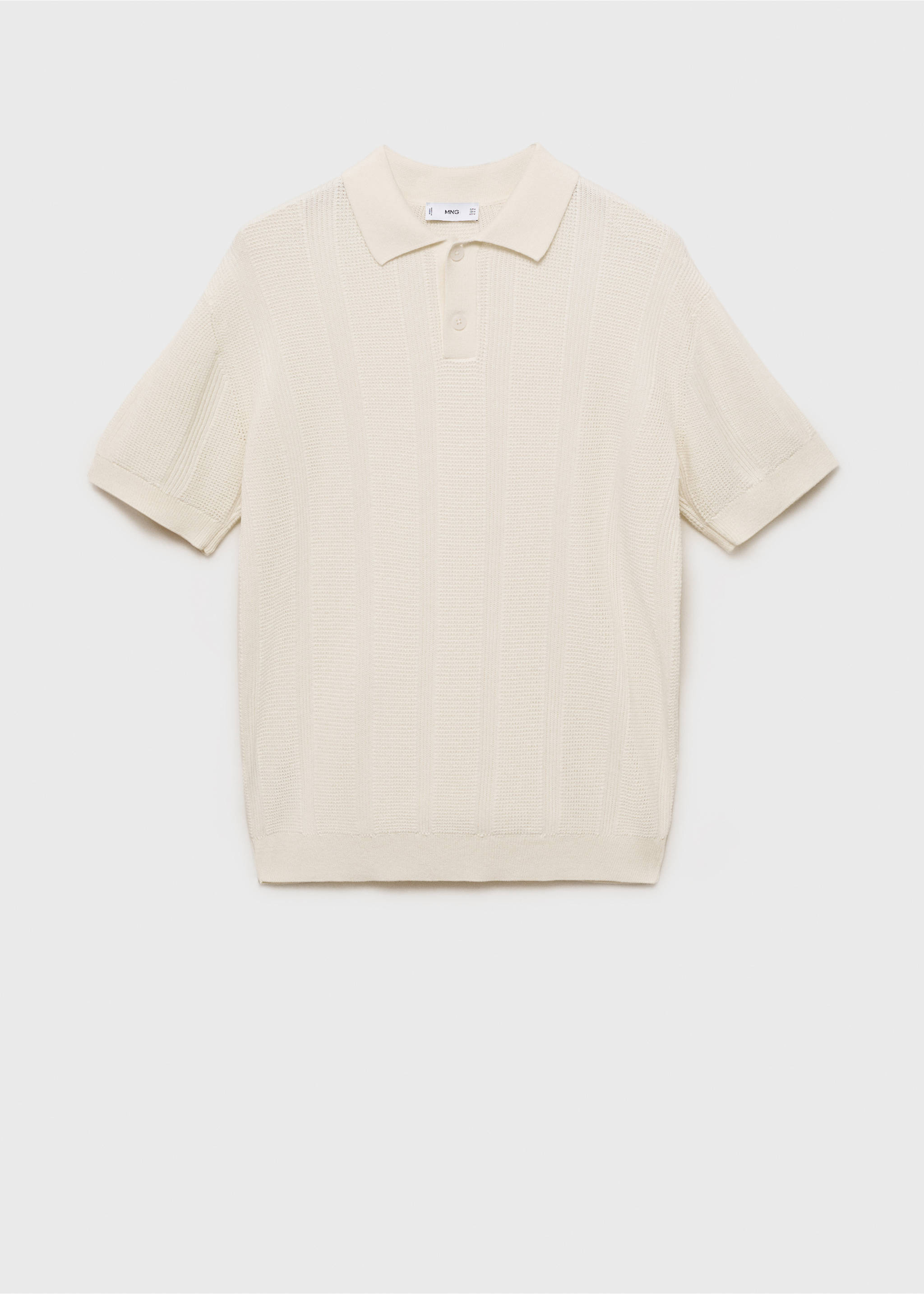 Striped knitted polo shirt with lace accents - Article without model, Ecru. Ref: 87037900-01.