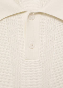 Striped openwork knitte polo shirt — Ecru 26
