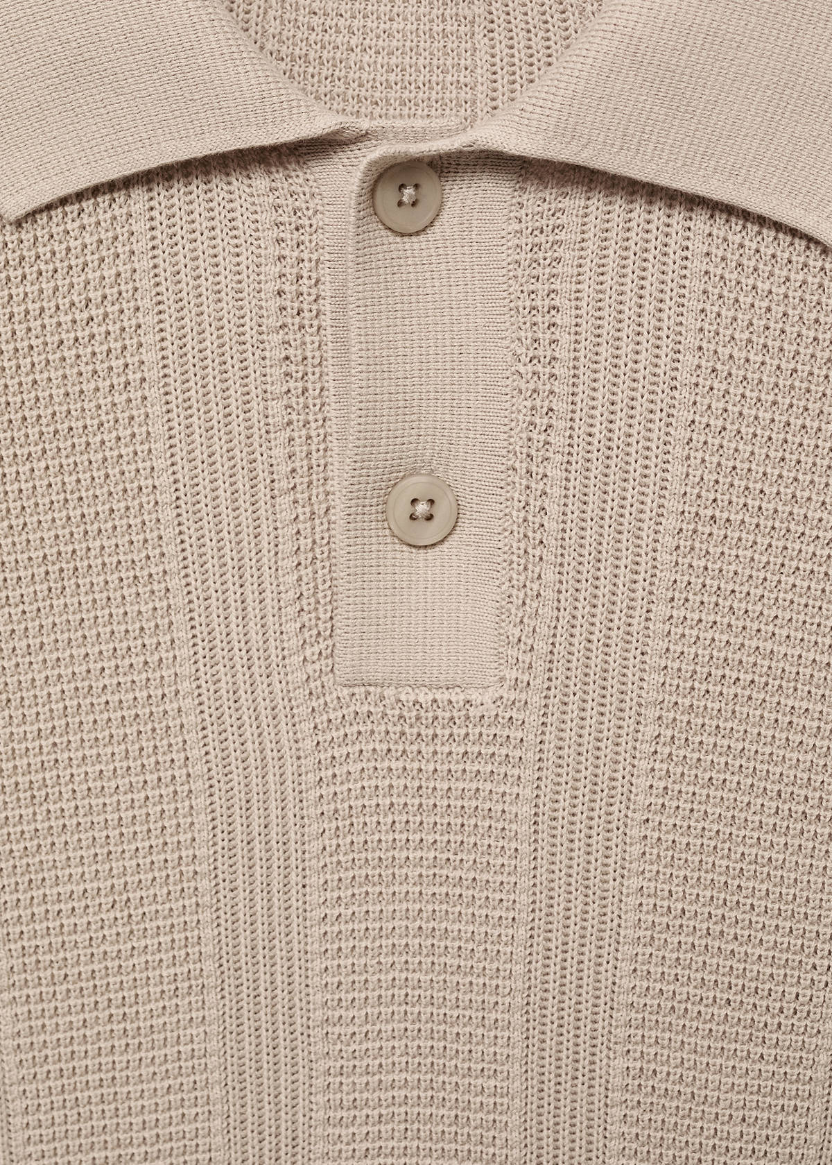 Striped openwork knitte polo shirt — Sand