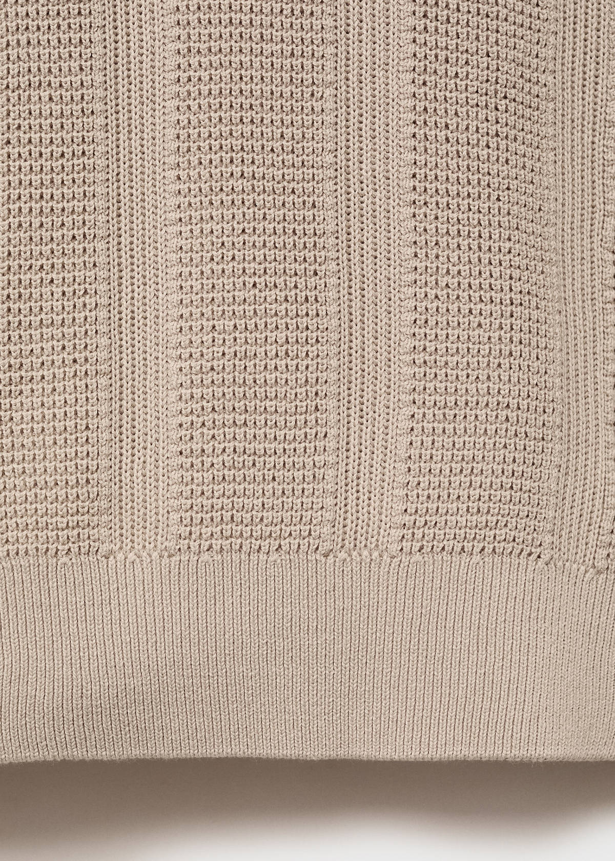 Striped openwork knitte polo shirt — Sand