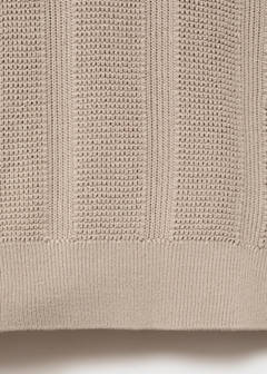 Striped openwork knitte polo shirt — Sand 8