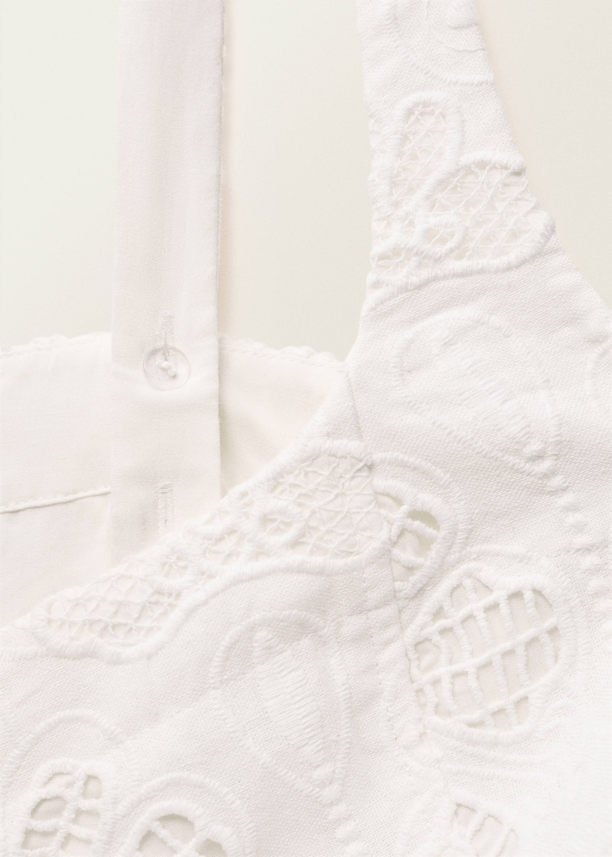 Vestido evasé de linho com bordado de flores - Pormenor do artigo 0