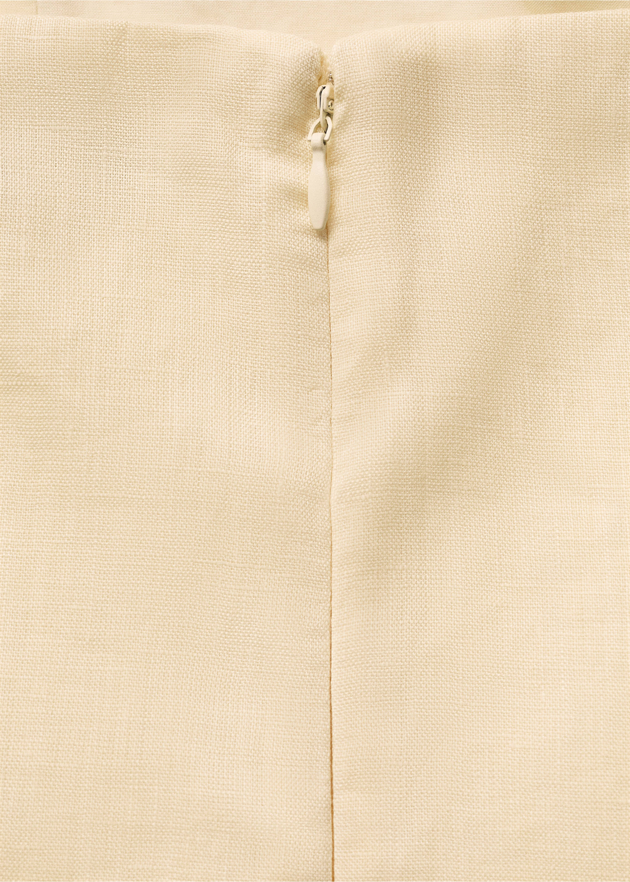 Linen dress with puffed hem - Details of the article 8, Pastel Yellow. Ref: 87037903-00.
