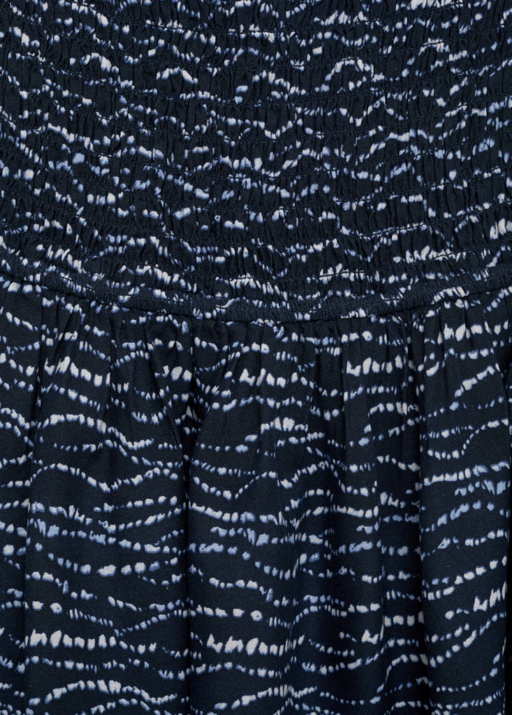 Ruffled printed dress — Navy