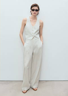 Straight-fit linen-blend suit trousers — Ecru 2
