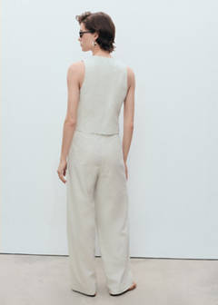 Straight-fit linen-blend suit trousers — Ecru 3
