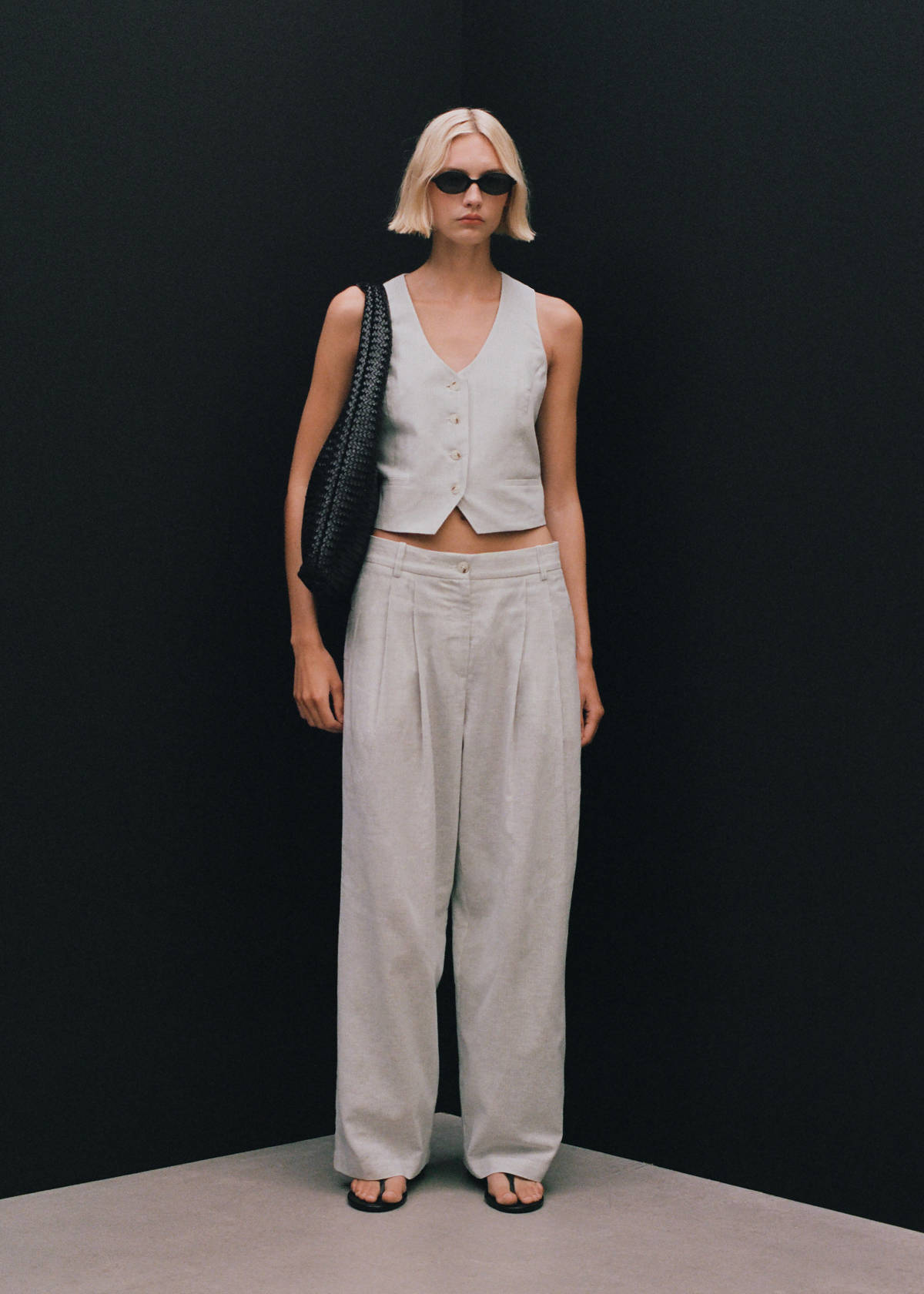 Straight-fit linen-blend suit trousers — Ecru