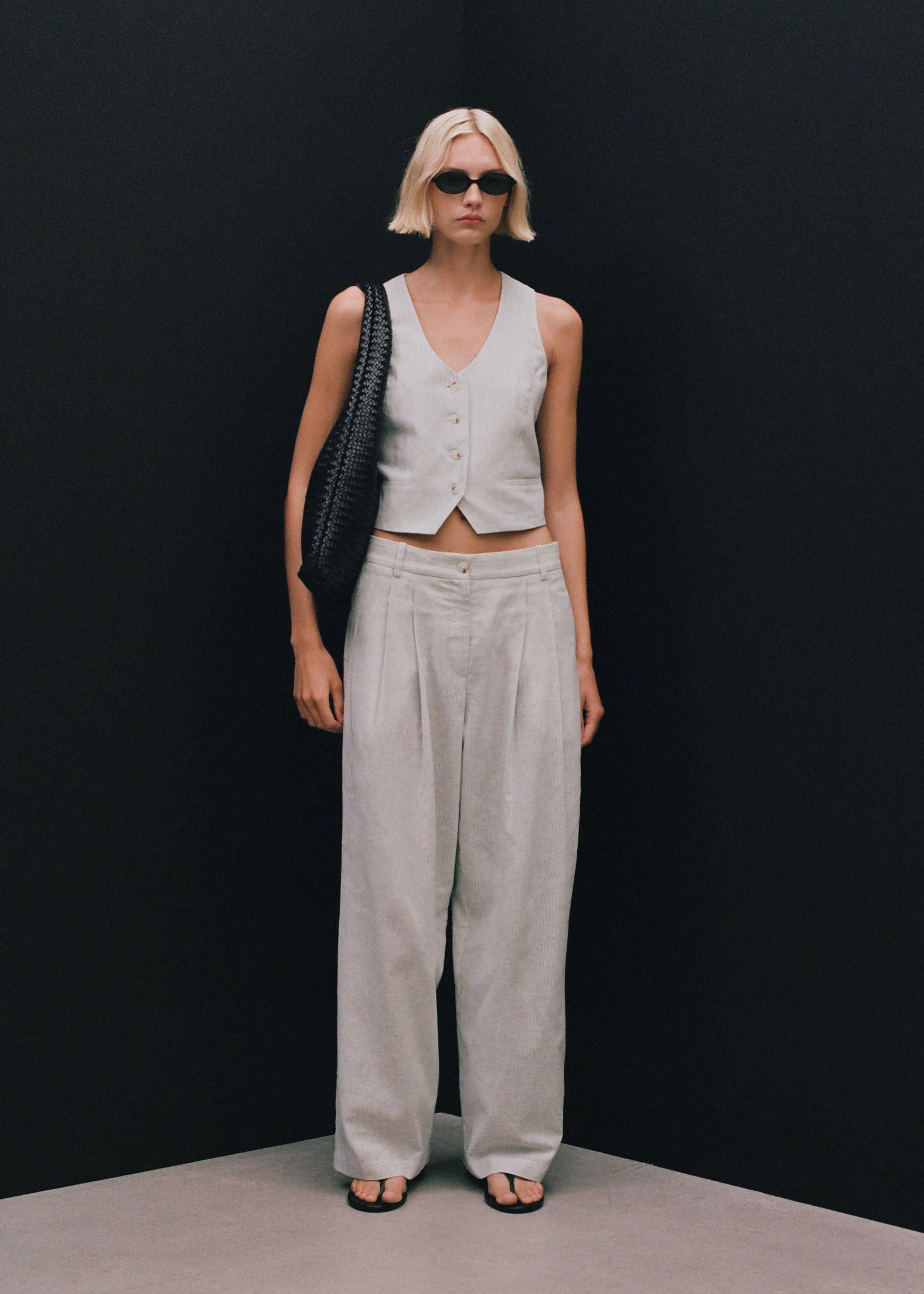 Straight-fit linen-blend suit trousers - Details of the article 6