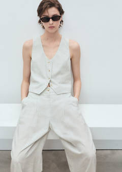 Straight-fit linen-blend suit trousers — Ecru 12