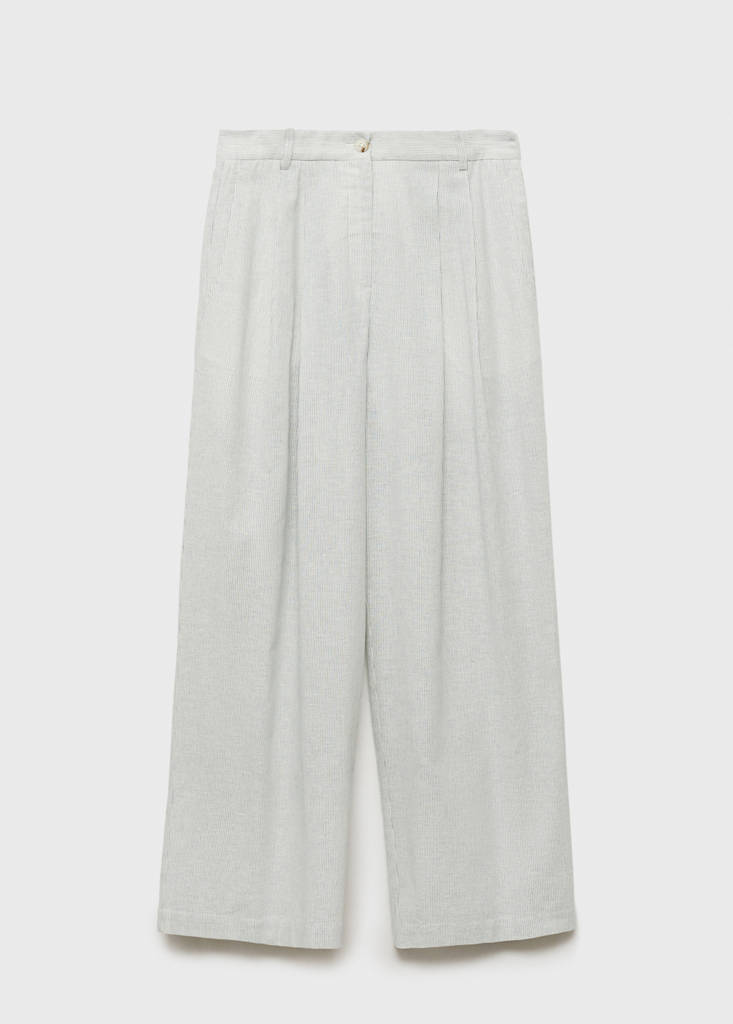 Straight-fit linen-blend suit trousers — Ecru