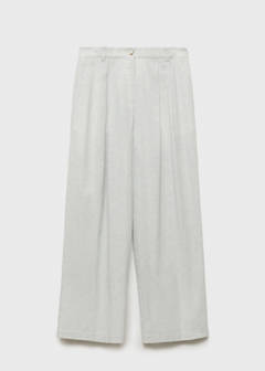 Straight-fit linen-blend suit trousers — Ecru 7