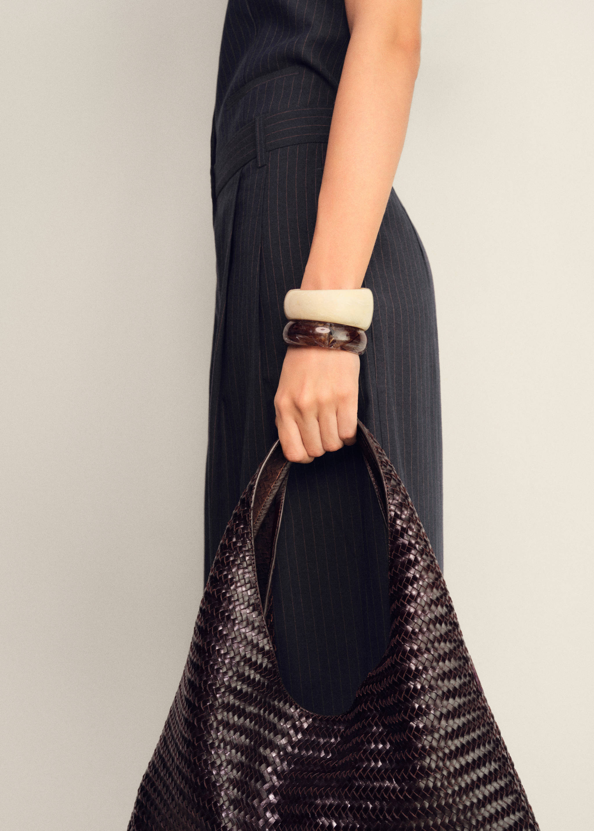 Calças de fato retas com mistura de linho - Pormenor do artigo 1