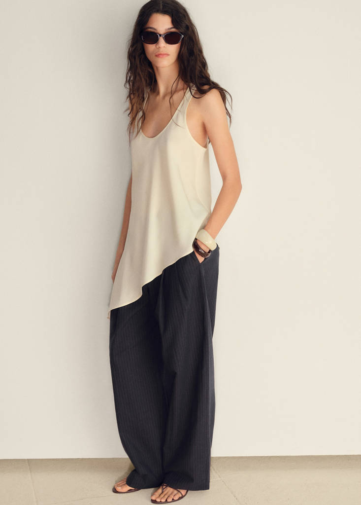 Straight-fit linen-blend suit trousers — Navy