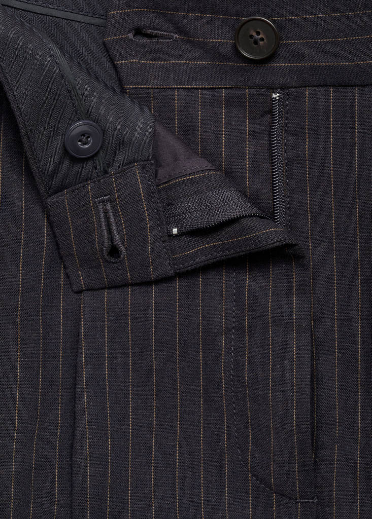 Straight-fit linen-blend suit trousers — Navy