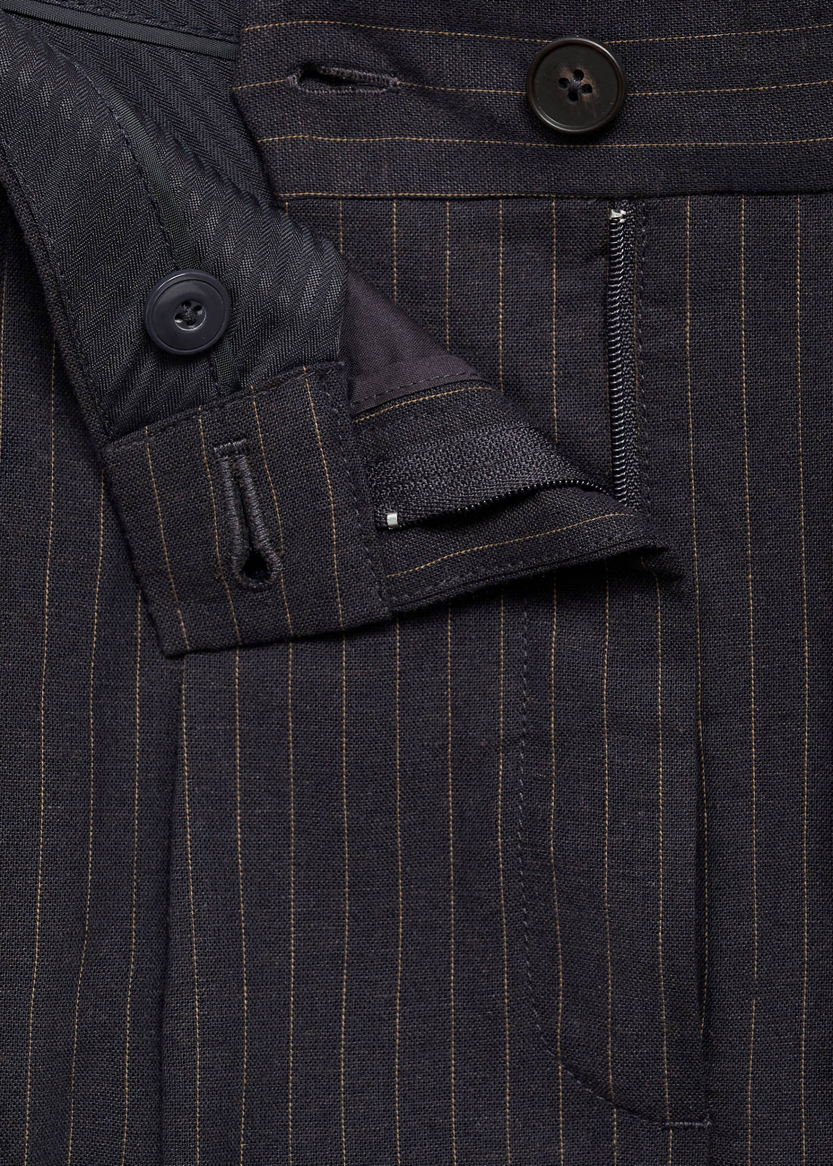 Straight-fit linen-blend suit trousers — Navy