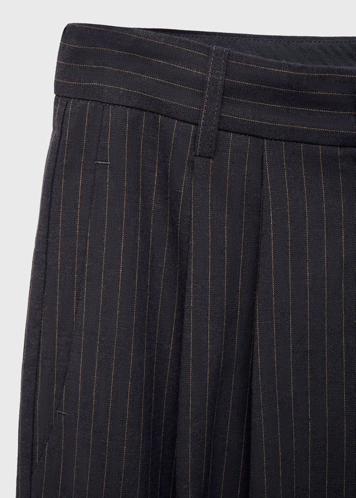 Straight-fit linen-blend suit trousers — Navy