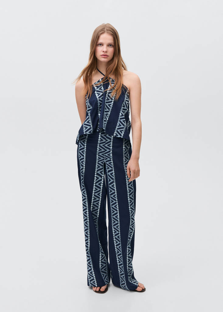 Mirror-embroidered top — Navy