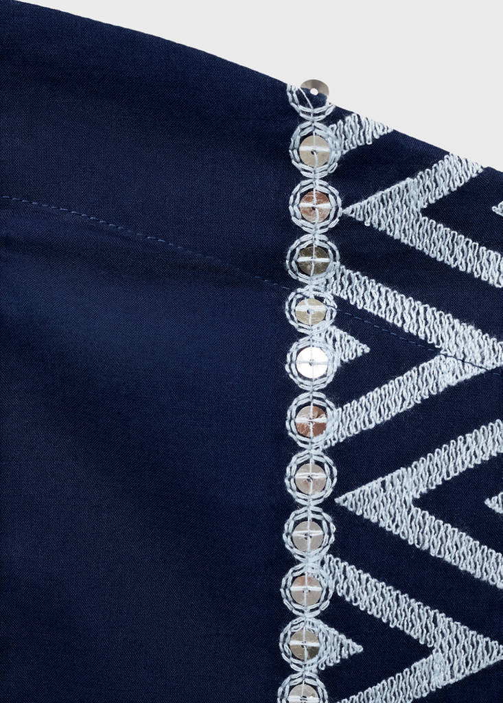 Mirror-embroidered top — Navy