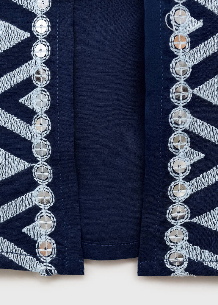 Mirror-embroidered top — Navy